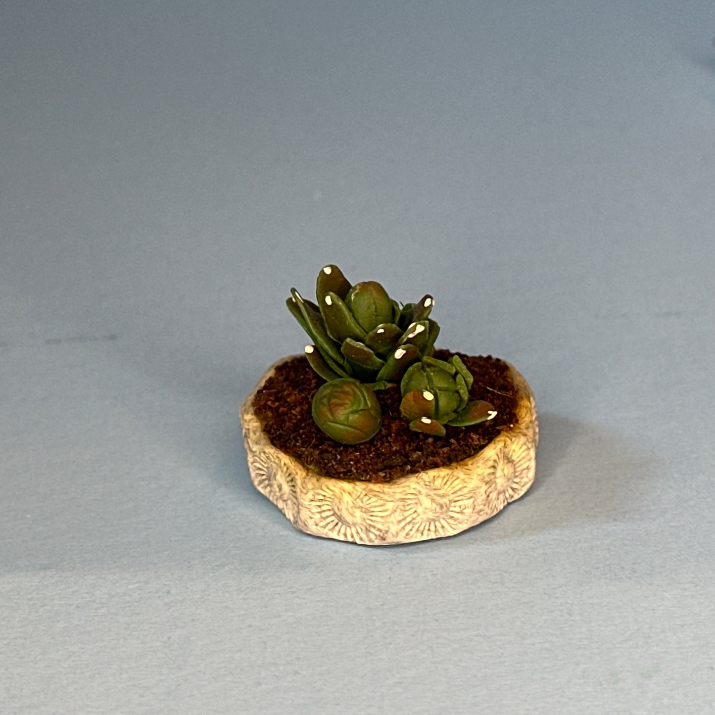 Miniature Handmade Cactus in a Gray Pot – 1:12 Scale