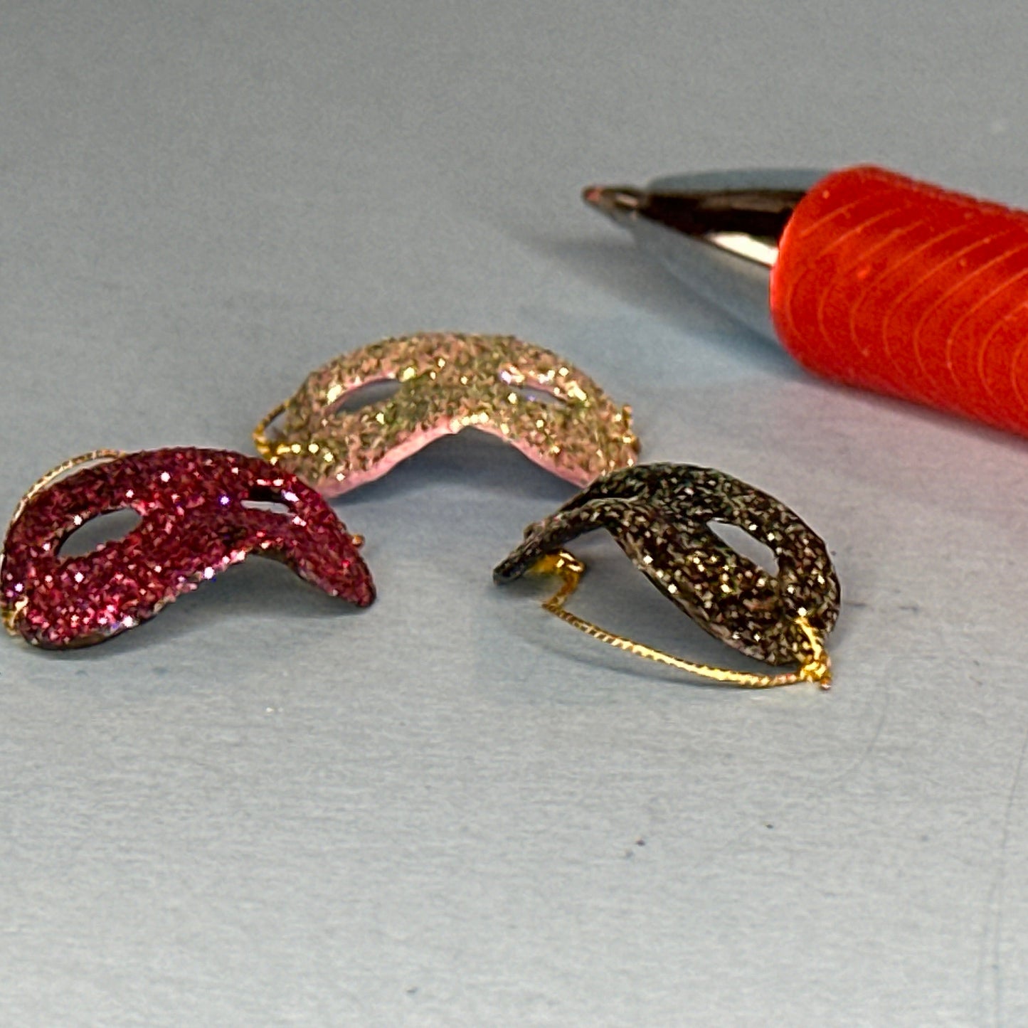 1:12 Scale Miniature Glitter Masquerade Masks – Set of 3