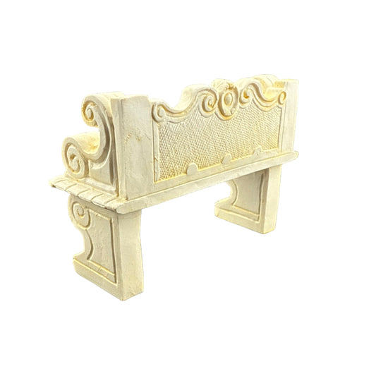 Victorian Dollhouse Miniature Garden Bench – 1:12 Scale Resin Stone-Look Finish
