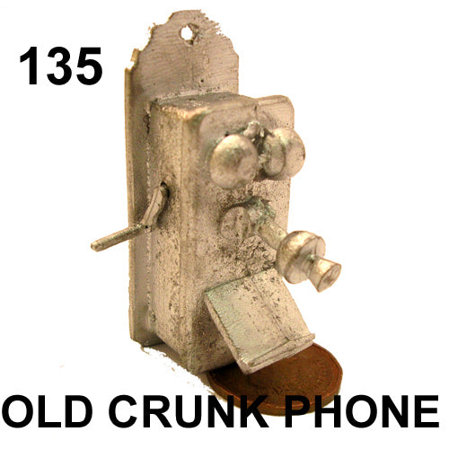 OLD CRUNK PHONE 2"H unfinished DIY metal miniature for dollhouse - Do it yourself