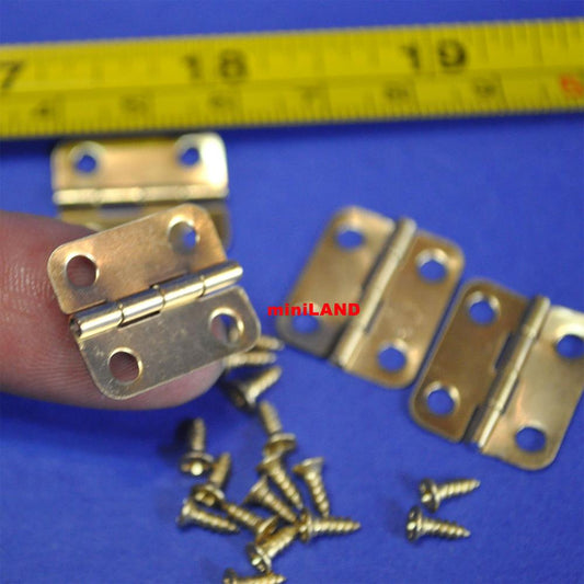 18mm (about 3/4") Hinges w/16 screws Set/4 Brass 1:12 Scale dollhouse miniature
