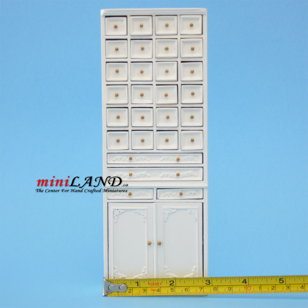 Store haberdasher Drawer Unit WHITE Dollhouse miniature 1:12 Quality tea shop