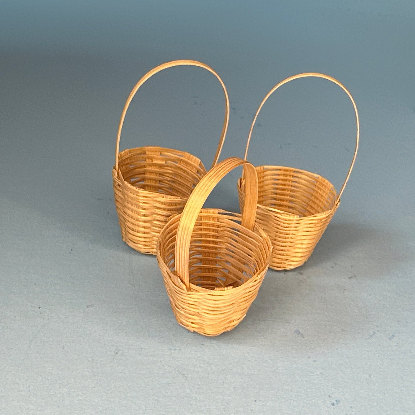 1:12 Scale Miniature Wicker Basket Set – 3 Pieces