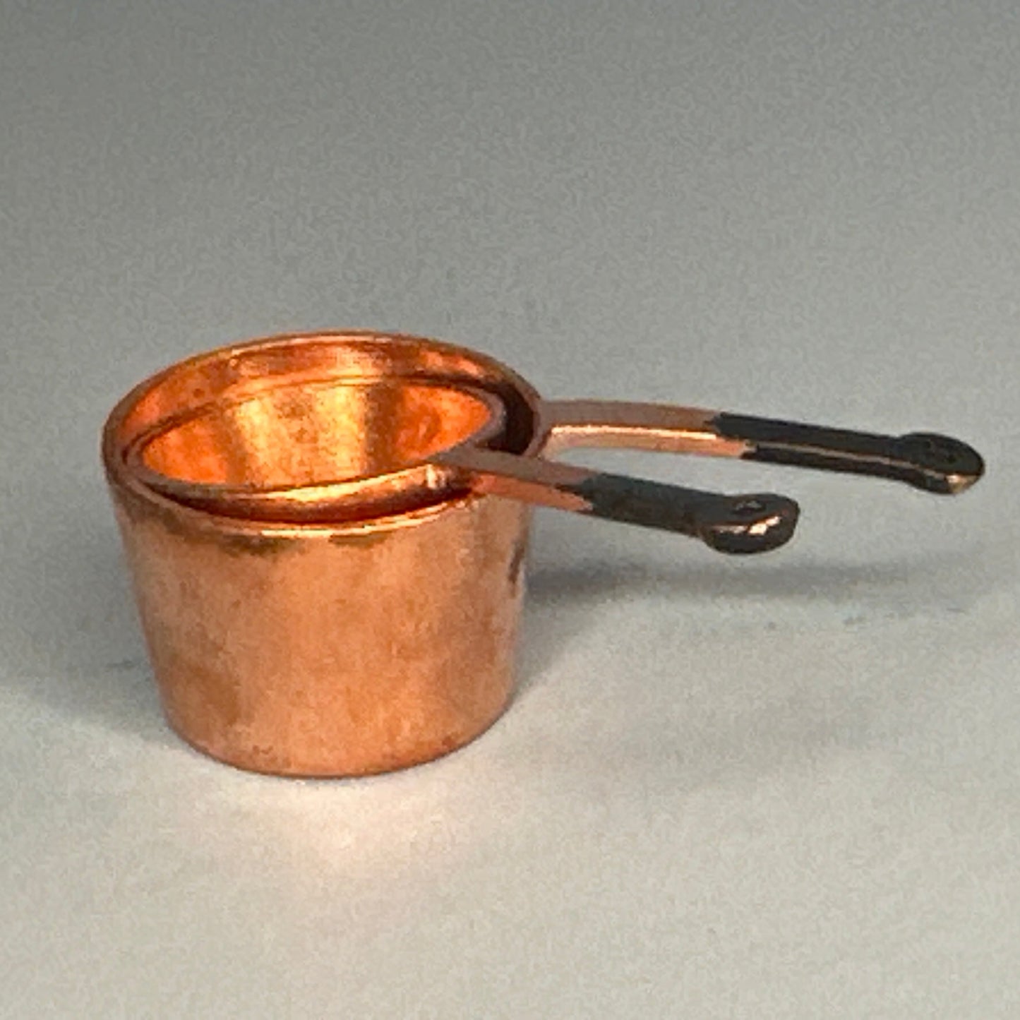 Set of 2 Miniature Copper Pots – 1:12 Scale