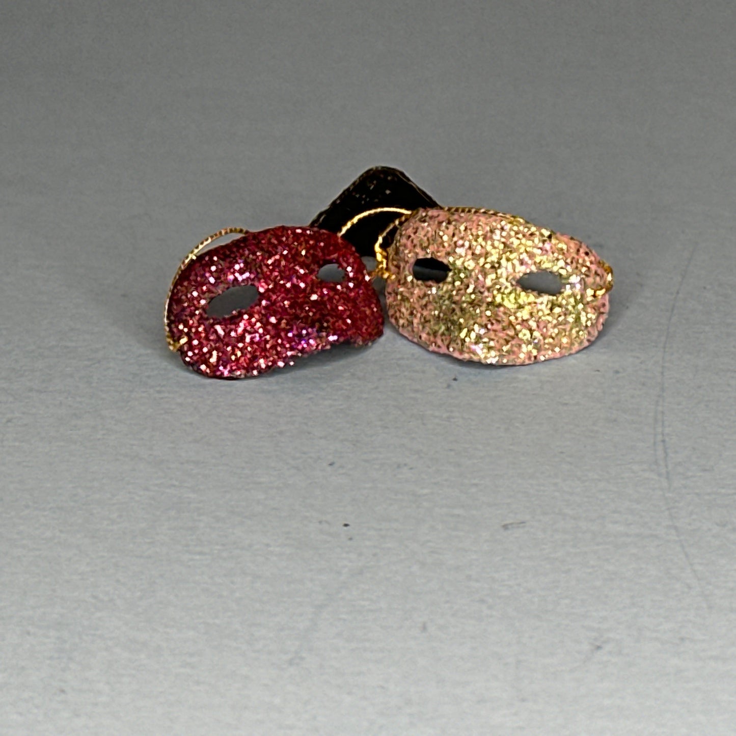 1:12 Scale Miniature Glitter Masquerade Masks – Set of 3