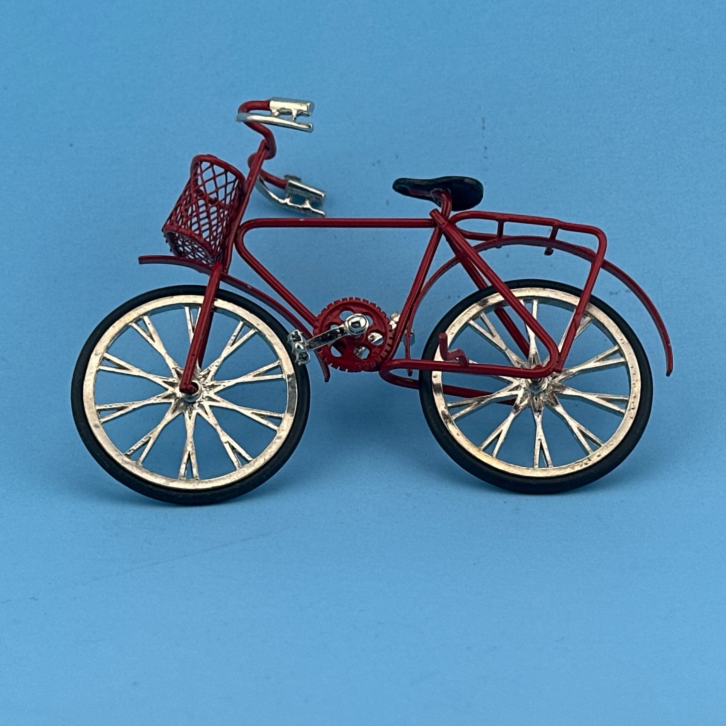 Dollhouse Miniature – Red Bicycle with Basket