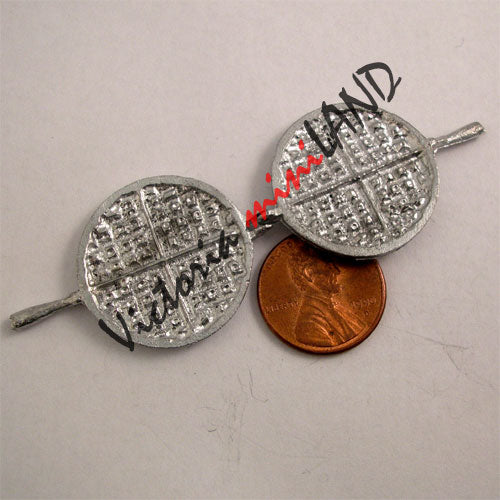 WAFFLE IRON 1"W unfinished DIY metal miniature for dollhouse - Do it yourself