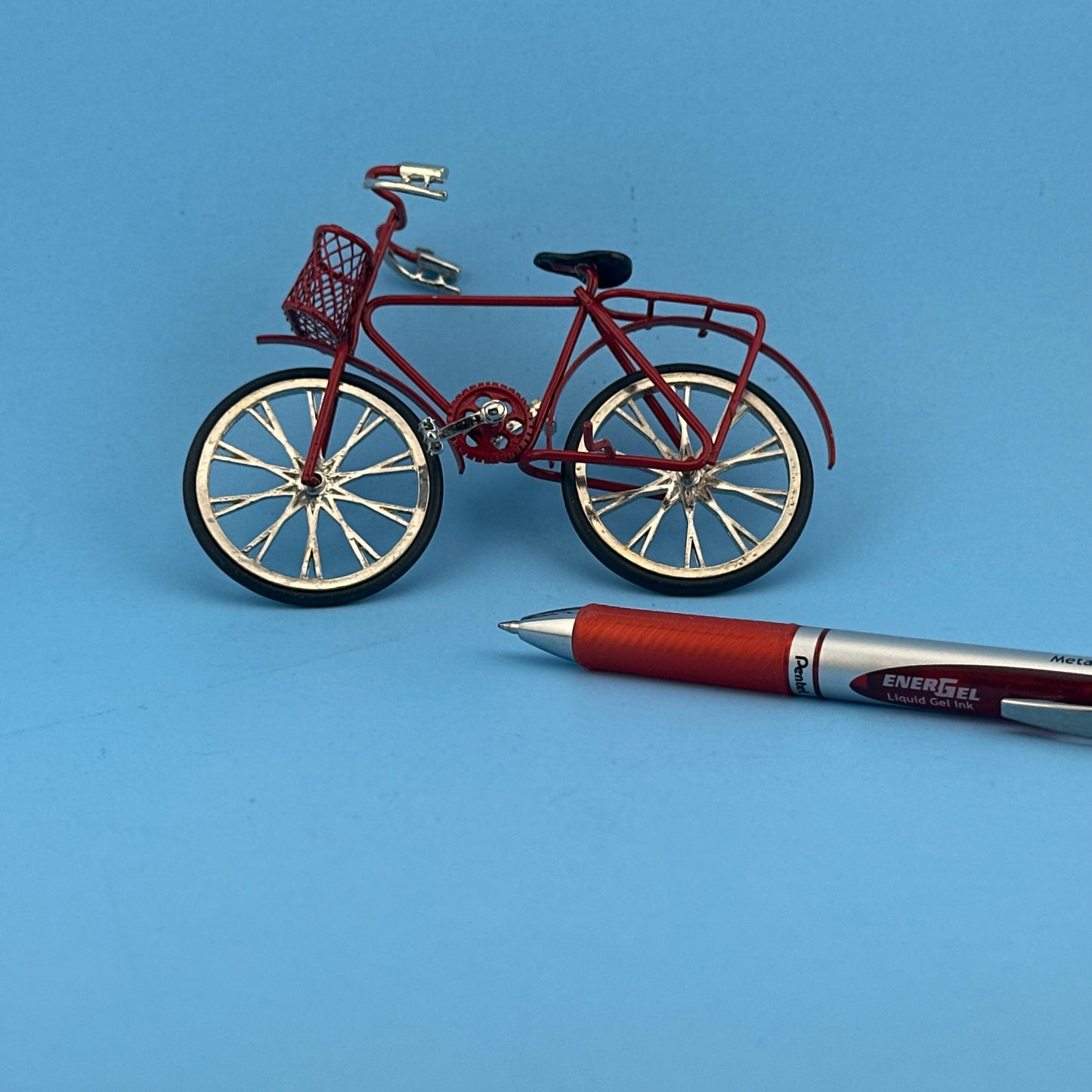 Dollhouse Miniature – Red Bicycle with Basket