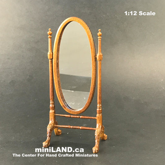 Victorian Standing Cheval Mirror WN for 1:12 dollhouse miniature handcrafted walnut