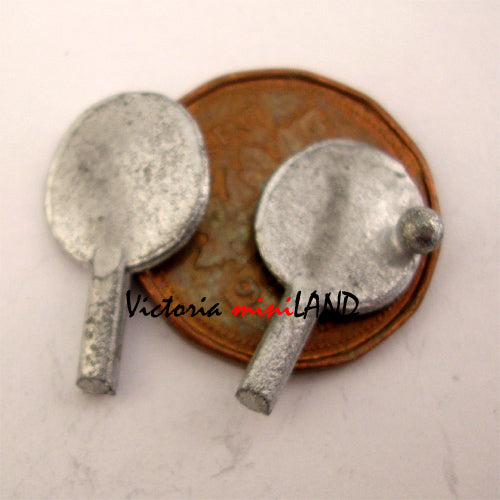 PING PONG PADDLES 1/2"L unfinished DIY metal miniature for dollhouse - Do it yourself