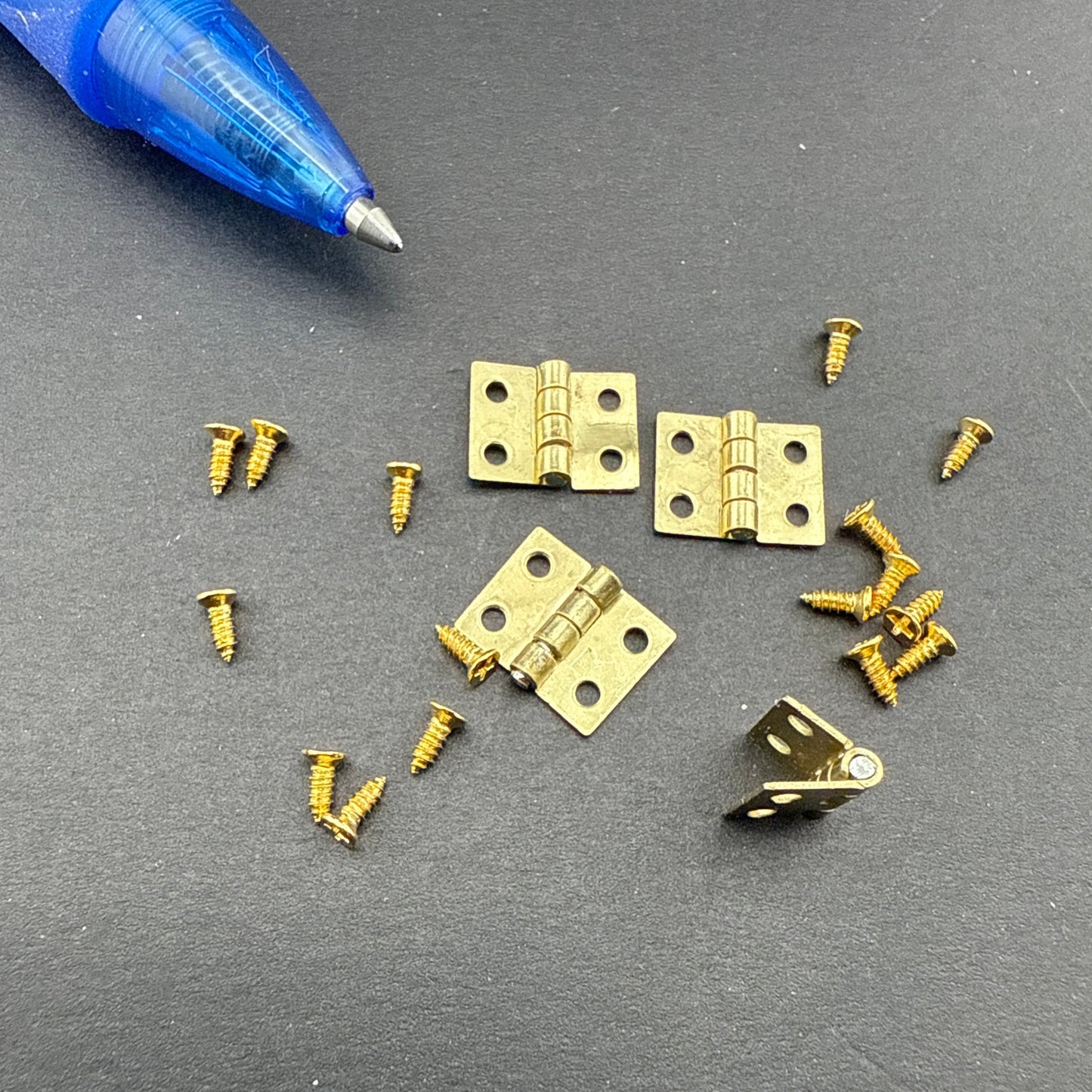 1:12 Scale Dollhouse Miniature set of 4 Brass Hinges with 16 micro screws - Hard to find