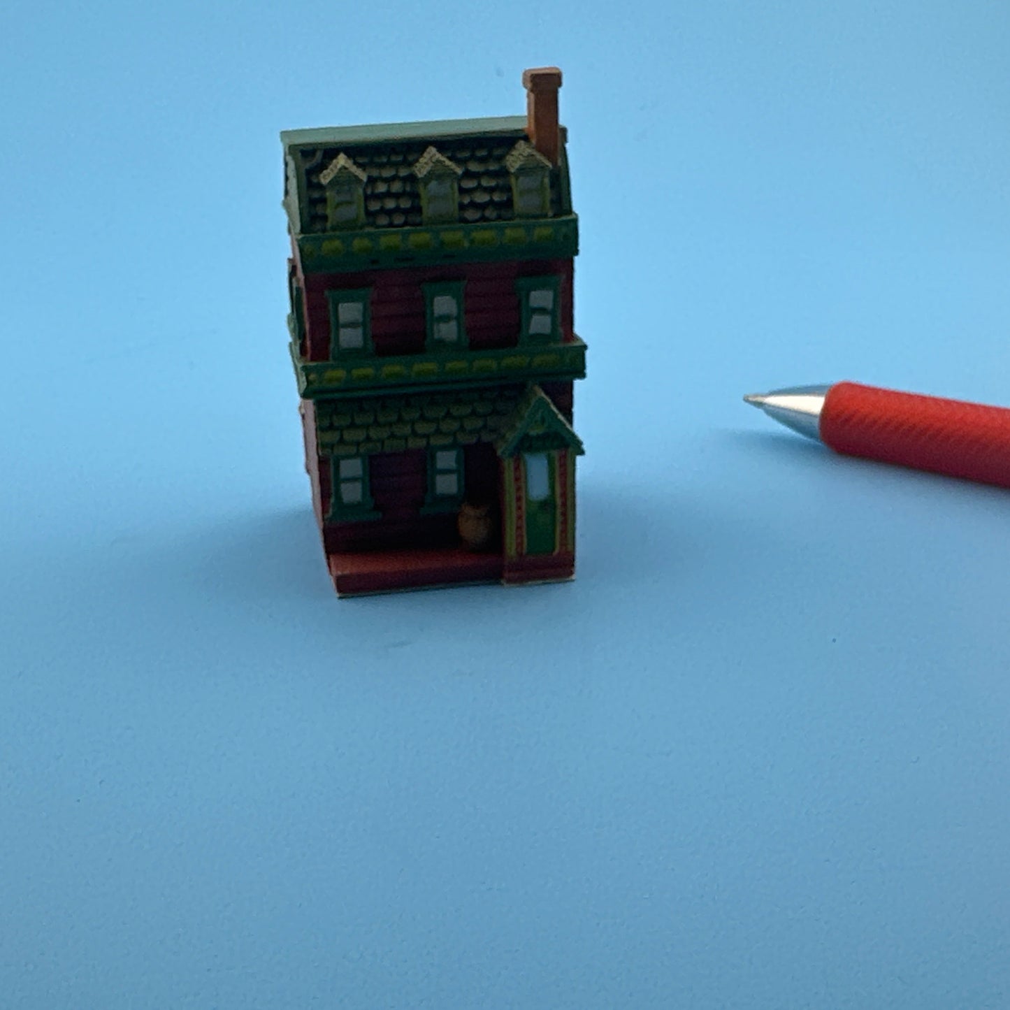 Dollhouse Miniature – Three-Story Brick Building with Shopfront toy
