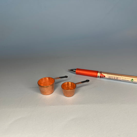 Set of 2 Miniature Copper Pots – 1:12 Scale