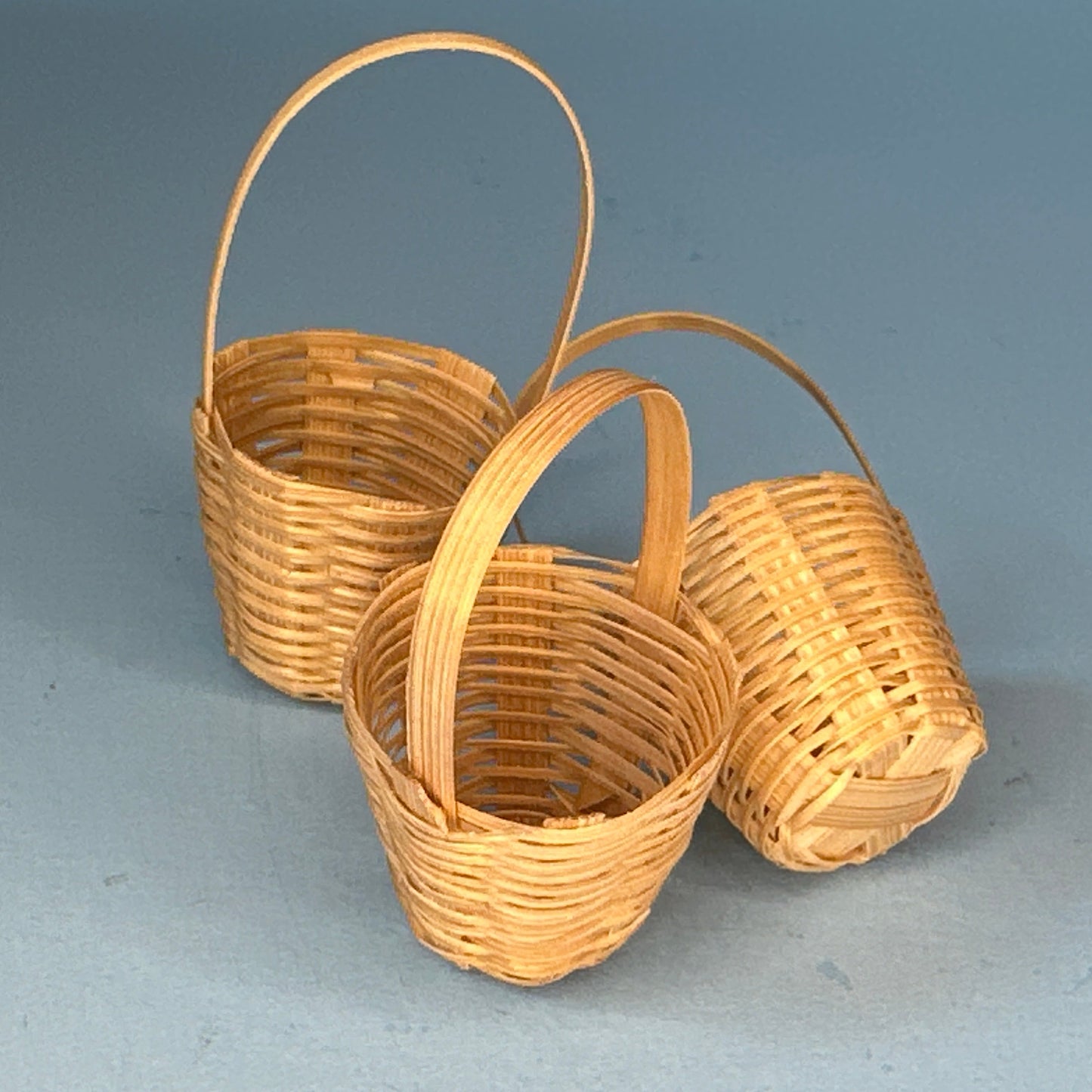 1:12 Scale Miniature Wicker Basket Set – 3 Pieces
