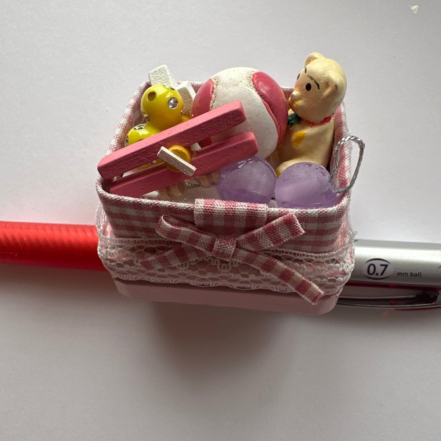 Miniature Wooden Toy Box with Tiny Toys – 1:12 Scale Dollhouse Accessory