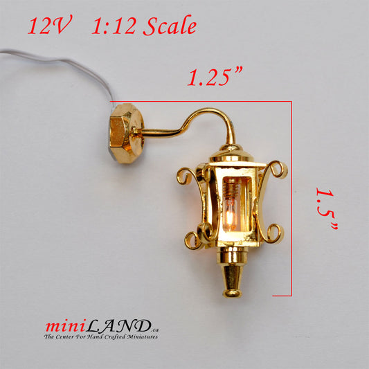 Clearance sale  - Dollhouse Miniature Brass Carriage Lamp Sconce lamp 1:12 Scale 12v