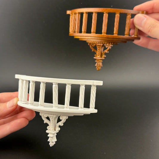 Balcon sculpté Roméo/Juliette miniature pour maison de poupée 1:12 en noyer sous fenêtre patio 836 NWN