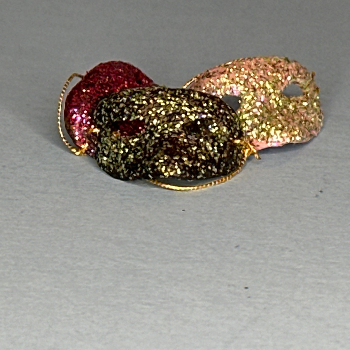 1:12 Scale Miniature Glitter Masquerade Masks – Set of 3
