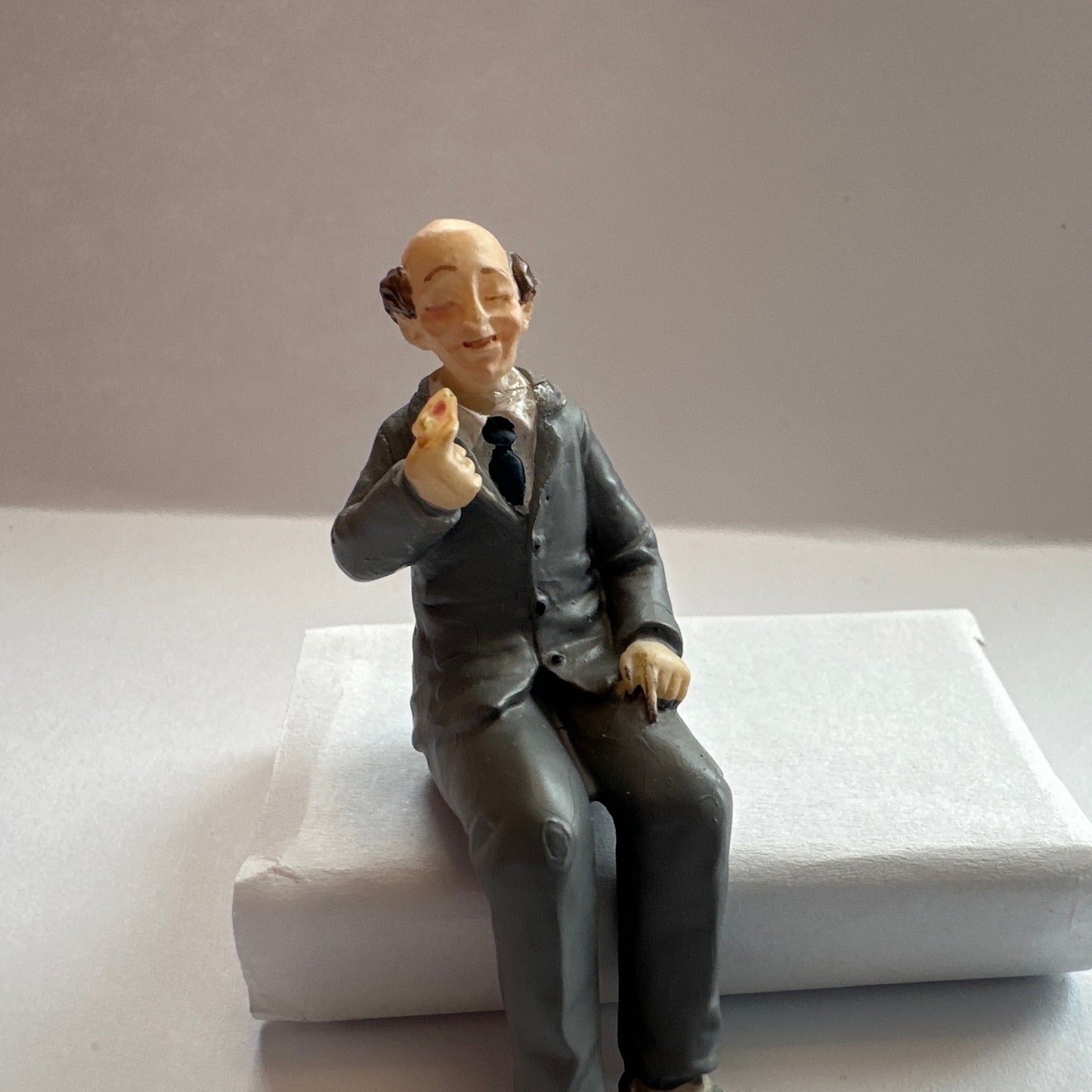 Miniature Doll 1:24 – Seated Grandpa in a Gray Suit
