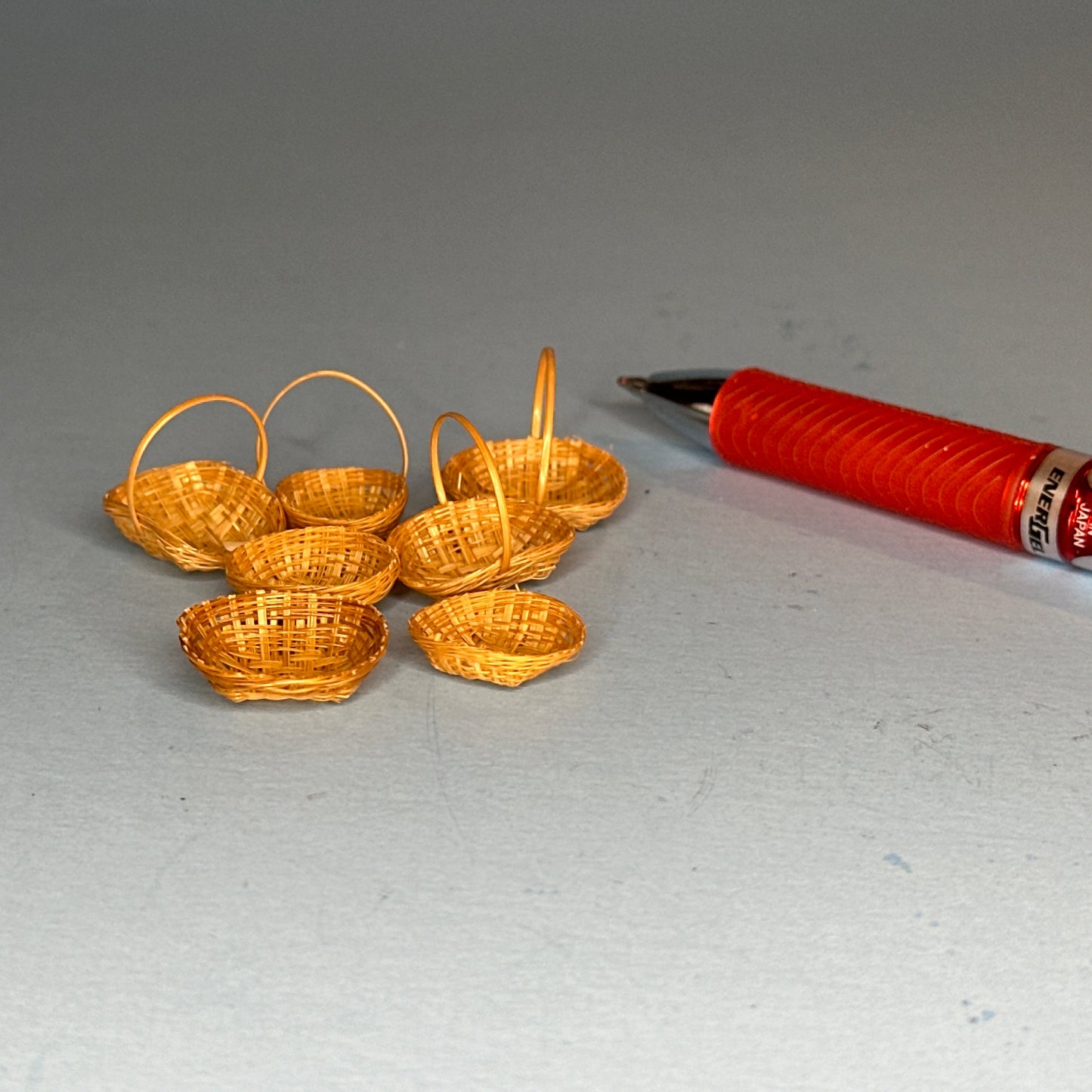 1:12 Scale Miniature Wicker Basket Set – 7 Pieces