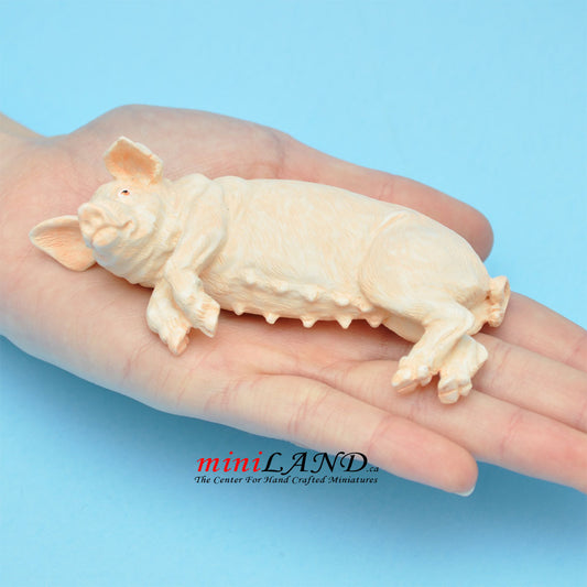 Cochon 1-¾ H/4-¼ L/2 l Femelle Pour miniatures de maison de poupée à l'échelle 1:12