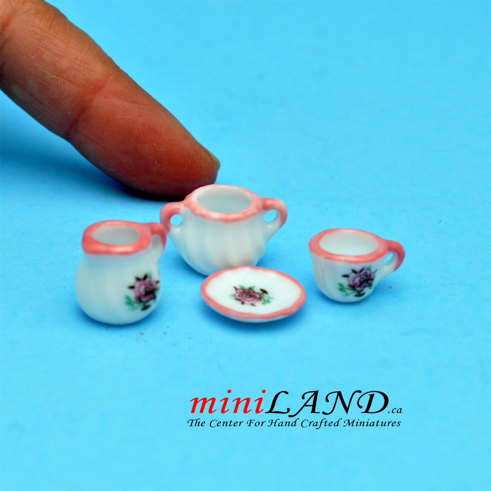 4 Pc. Tea Set A0031 for dollhouse miniaturize 1:12 scale ceramic