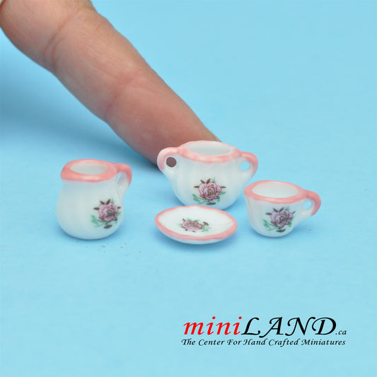 4-teiliges Teeservice A0031 für Puppenhaus Miniatur im Maßstab 1:12