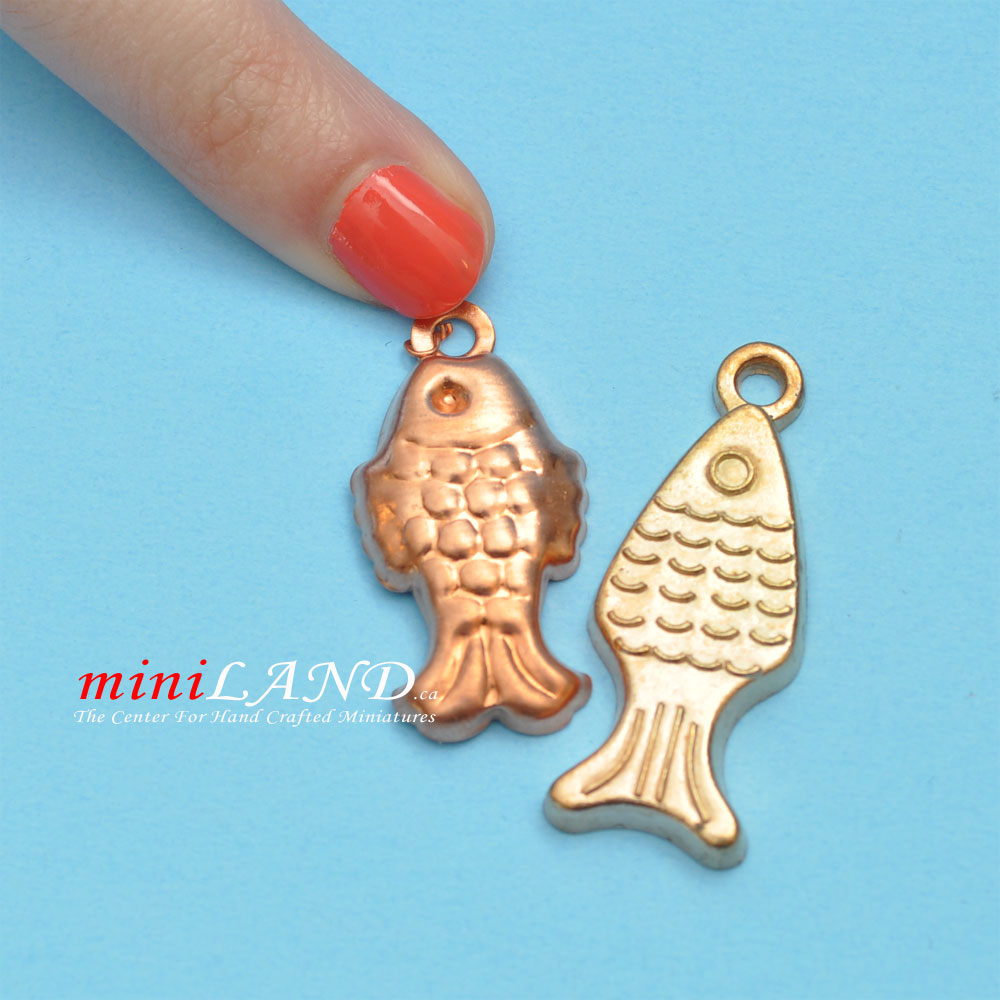 Cake Mold Fish - Copper 2pcs dollhouse miniatures 1:12 scale
