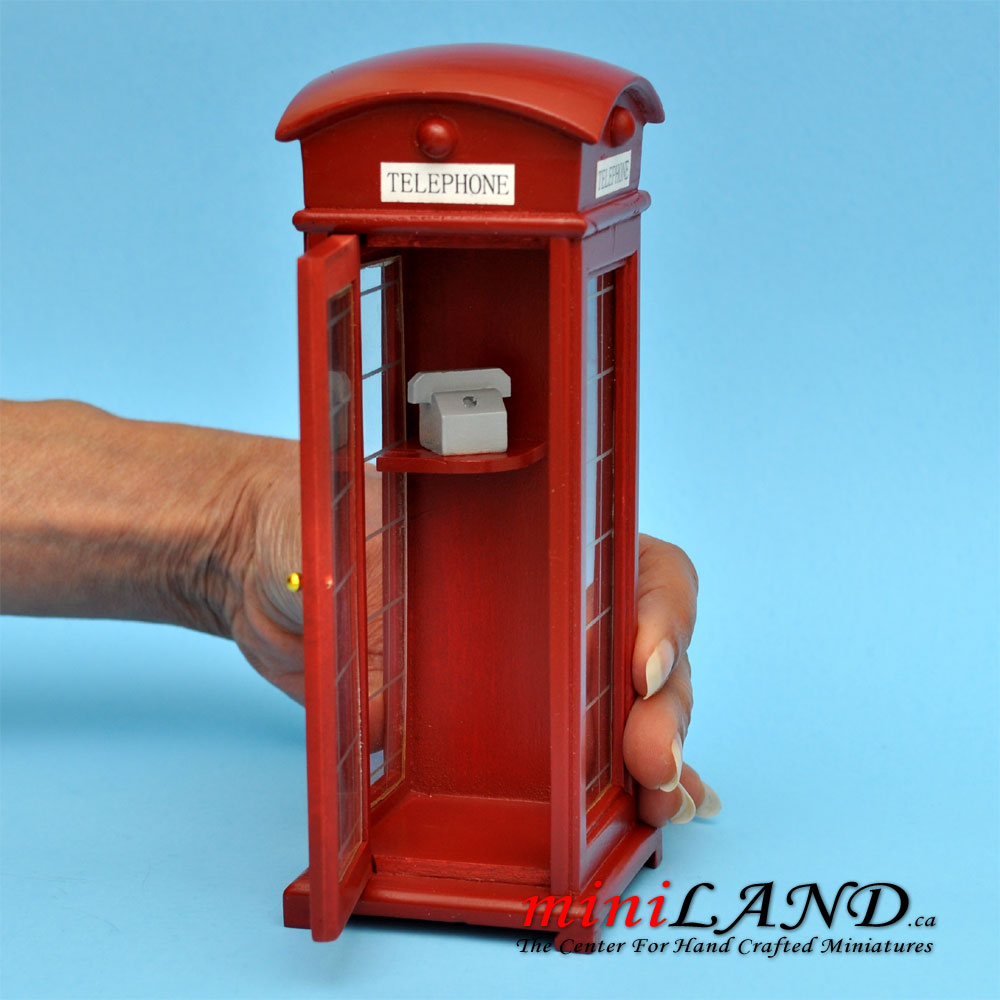 Classic economic red vintage outdoor telephone booth dollhouse miniature 1:12 scale