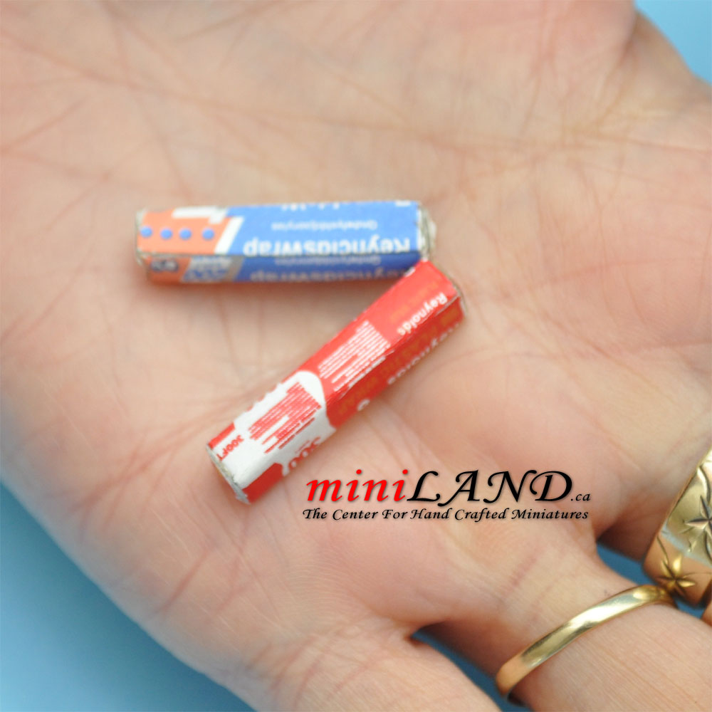Miniature saran wrap 2 piece set Reynolds Wrap and Foil 1:12 scale for dollhouses