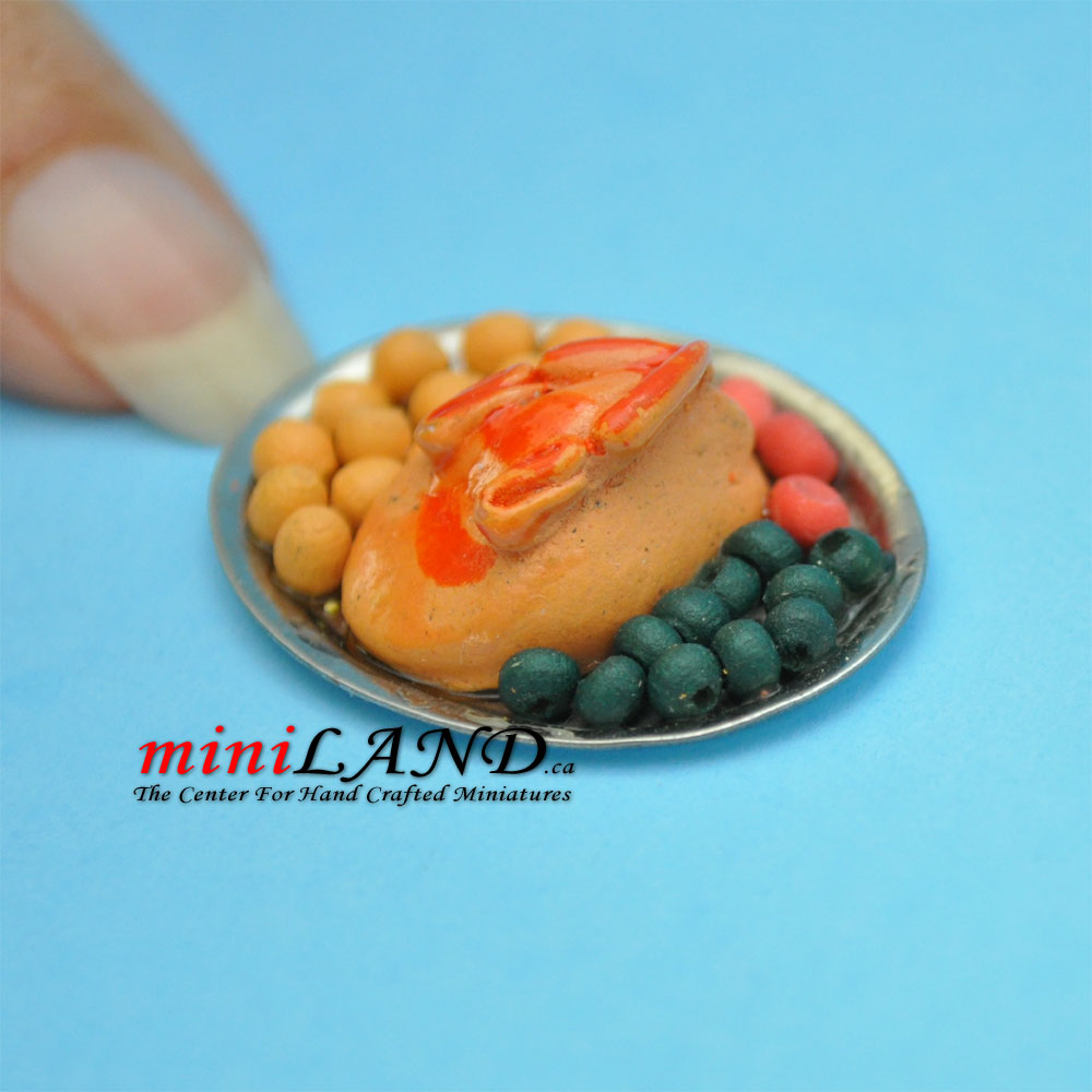 Thanksgivings turkey dinner Dollhouse miniature 1:12 scale economic