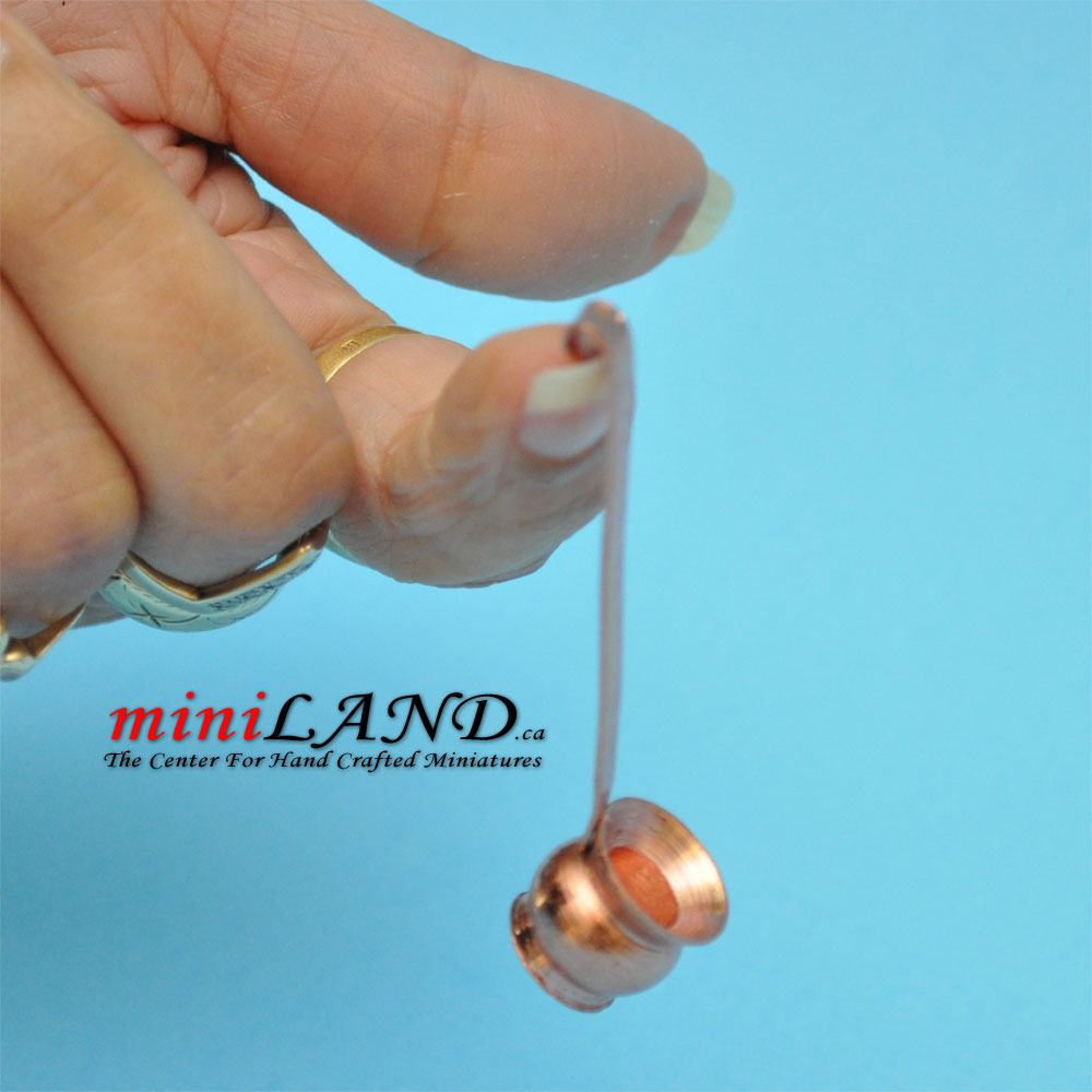 Victorian copper ladle, scoop pot Dollhouse miniature 1:12
