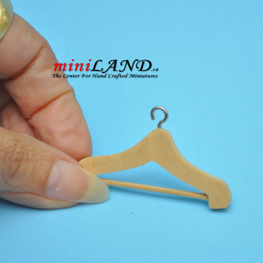 Wooden coat hanger dollhouse miniature 1:12 scale