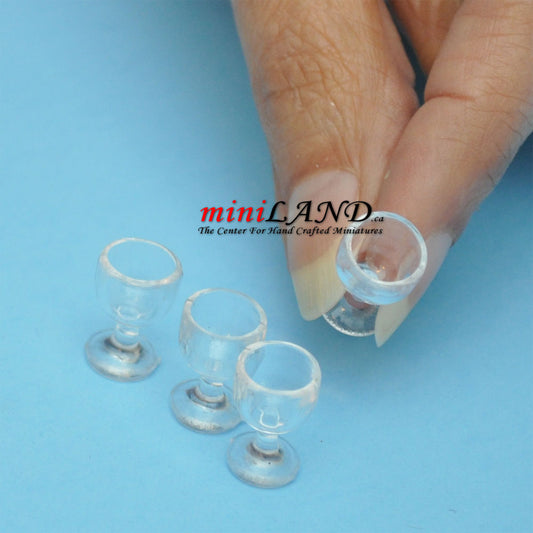 Lot de 4 verres à vin en verre de petite taille pour maison de poupée miniature à l'échelle 1:12