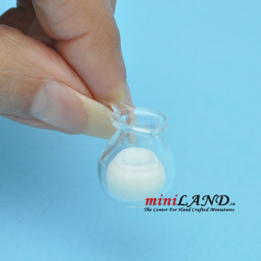 Clear glass pitcher with milk for dollhouse miniature 1:12 scale
