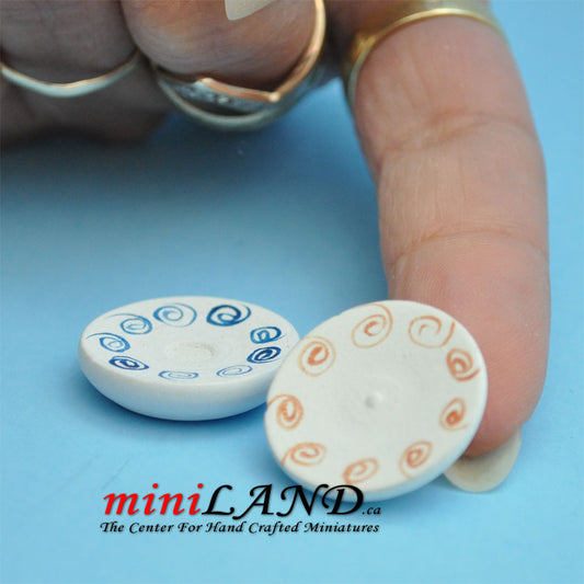 2 piece decorative plates dollhouse miniature 1:12