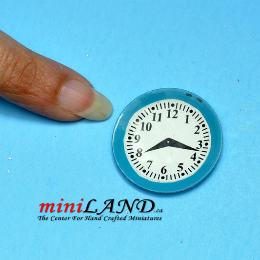 Blaue Wanduhr Puppenhausminiatur 1:12