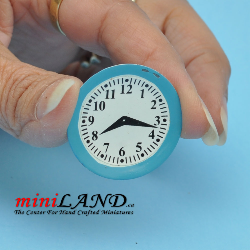 Blaue Wanduhr Puppenhausminiatur 1:12