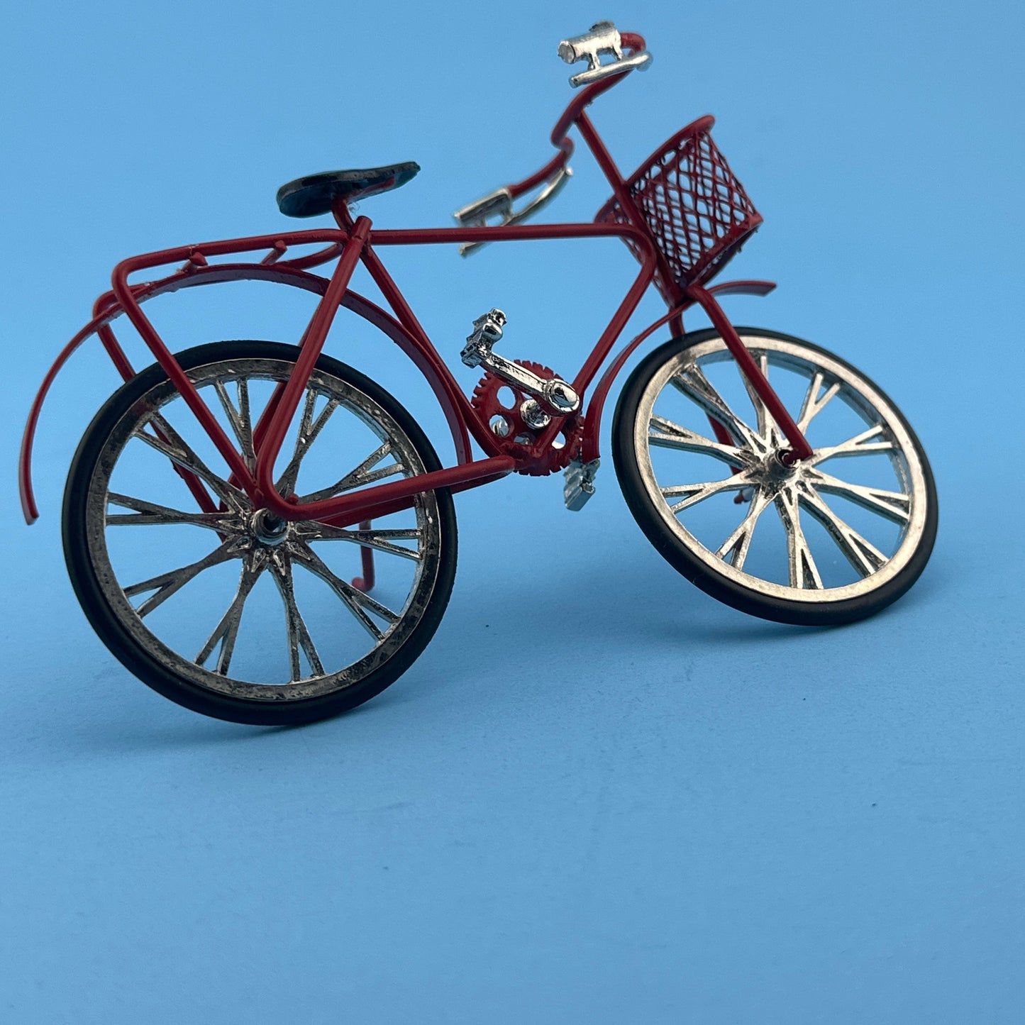 Dollhouse Miniature – Red Bicycle with Basket