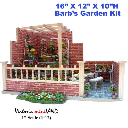 Miniature Barb's garden Kit 1:12 dollhouse wooden roombox unfinished unpainted