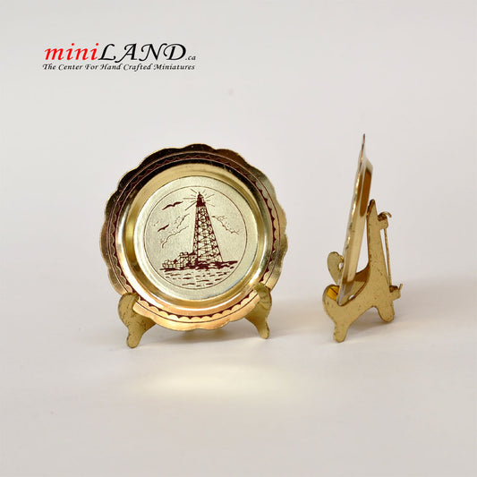 Brass 1:6 scale metal decoration plates with stands - set of 2pcs