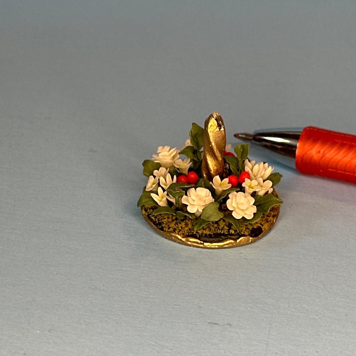 Miniature Christmas Centerpiece with Candles for Dollhouses