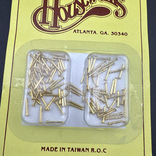1:12 Scale Dollhouse Miniature Brass Pin Nails – 100pcs (0.25” Long)