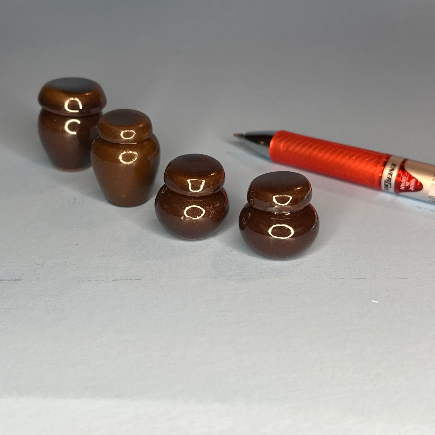 Miniature Stoneware Crock Set for Dollhouses 1:12 – Brown Glaze