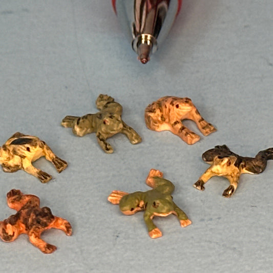 Set of Six Colorful Frogs for Dollhouses 1:12 scale