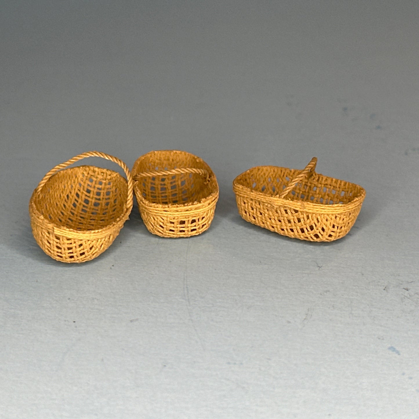1:12 Scale Miniature Wicker Basket Set – 3 Pieces