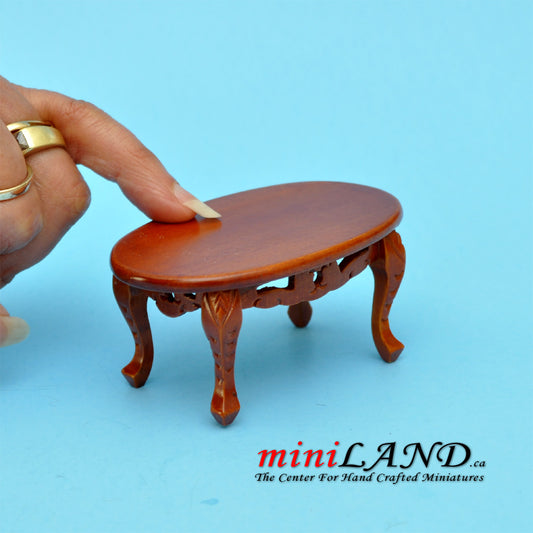 Wooden coffee table with detailing for dollhouse miniature 1:12 MH mahogany