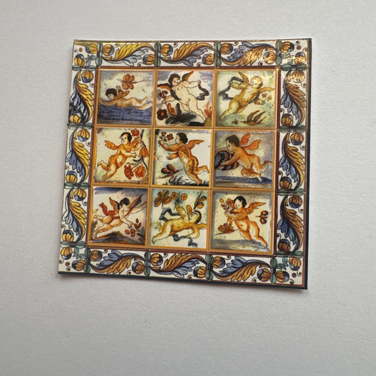 Papier peint de sol imprimé carreaux marron 40x28 cm échelle 1:12