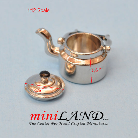 Bouilloire miniature en métal de qualité pour accessoires de cuisine de maison de poupée 1:12