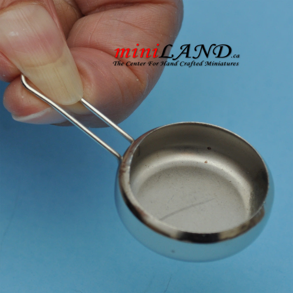 Silver wok stir-fry pan Dollhouse miniature 1:12